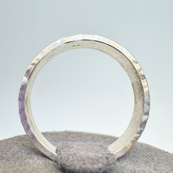 VTG Solid Sterling Silver 925 Hammered Finish Band Ring Size 9.25 - Picture 5 of 11